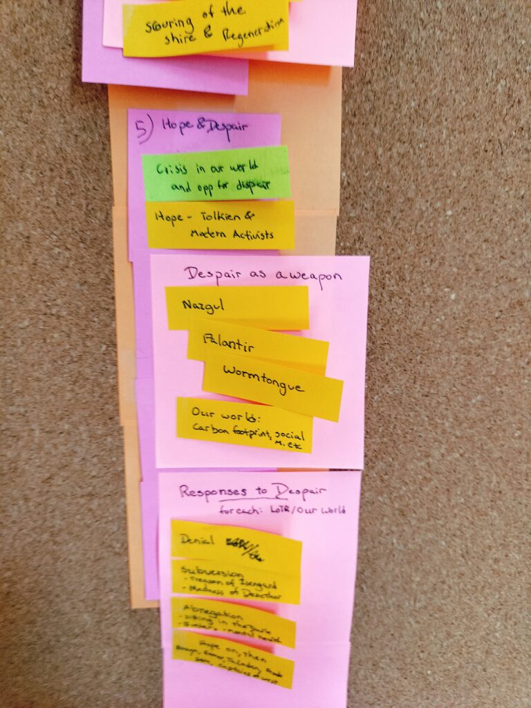 Colorful post-it notes describing Roots final chapters